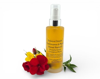 Frankincense & Myrrh Resin Oil with Boswellia Serrata and Commiphora Myrrha, Lg 2oz Size - skin-loving fatty acids and antioxidants