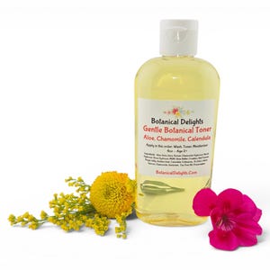 Gentle Botanical Skincare, Facial Cleanser, Botanical Moisturizer and Botanical Toner - Calendula, Aloe Vera, Skincare Set, Sensitive Skin 4oz Toner