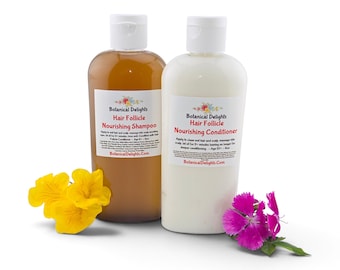 Hair Follicle Nourishing Shampoo & Conditioner - DHT, essential oils and herbs to improve scalp health, Saw Palmetto