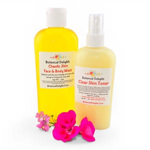 Niacinamide Chaotic Skin Facial Cleanser and Clear Skin Toner, Cleanses and exfoliates skin, Natural herbal skin care, Oily complicated skin