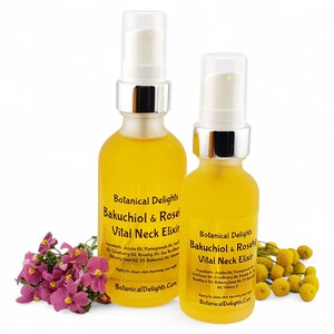 Bakuchiol & Rosehip Vital Neck Elixir, Botanical Serum, 2oz, Plant-Based Retinol, Non-Greasy Facial Oil, Pomegranate, Sea Buckthorn Berry image 4