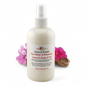 Rice Water & Rosemary Leave In Conditioner for intense moisture, detangling, manageability, shine, scalp balance and growth! Silky Soft