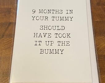 New baby  / pregnant / pregnancy / up the duff. / cards / card / greetings card / funny / friends