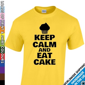 Maglietta stampata per bambini &quot;Keep Calm And Eat Cake&quot; - Maglietta con qualsiasi nome o testo - Regalo per feste di bambini, ragazzi e ragazze