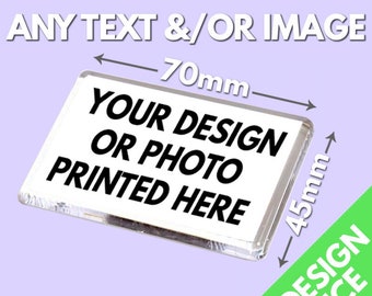 70 x 45mm Custom Printed Magnet • Personalised Fridge Magnets Medium Size Print