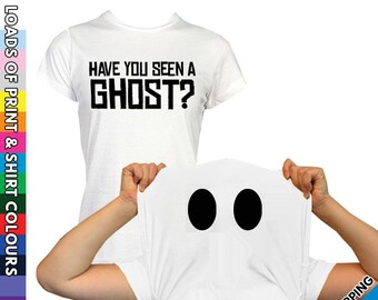 Damen haben Sie einen Geist pull Up Halloween T Shirt • beängstigend Horror Party Tshirt - Gesicht gedruckt T-shirt • Mädchen Trick oder behandeln Top gesehen