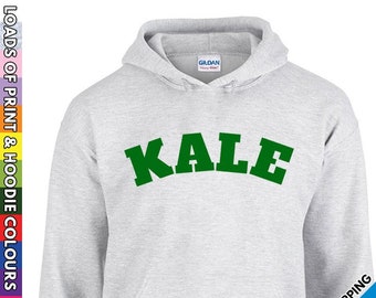 Adults Kale Hoodie - Vegan Diet Hooded Top - Proud Vegetarian Super Food Healthy - University Present Unisex Mens Ladies Pullover Hood