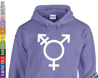 Adults Gay and Proud Symbol Hoodie - Gay Lesbian Transgender Bi Lover Hooded Top - Gay Pride March Party - Present Unisex Mens Ladies Hood