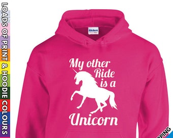 Adultes drôle mon autre tour est un sweat à capuche licorne - haut à capuche pour amoureux des chevaux - cadeau équestre drôle poney unisexe hommes dames capuche