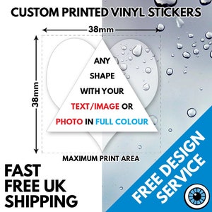 Adesivi in vinile stampati personalizzati da 38 mm - Design di immagini fotografiche ad alta risoluzione con testo e logo - Concerto di beneficenza - Servizio di progettazione disponibile