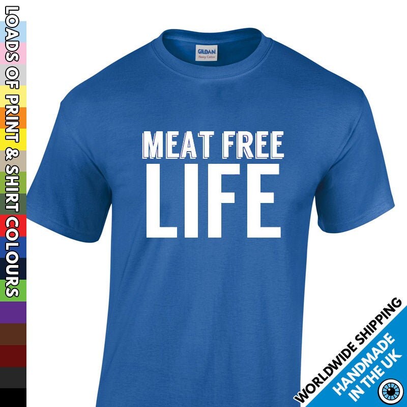 Image of Mens Meat Free Life T Shirt - Vegan Vegetarian Diet Tshirt Super Food Greens Healty Lifestyle -Proud Party T-Shirt Man Gift Present