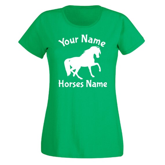 T shirt met op maat gemaakt paard voor dames Ruiternaam Paarden gepersonaliseerd Gepersonaliseerde hippische kerstverjaardagscadeau Etsy Nederland