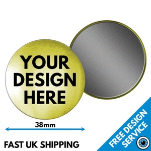 38mm Custom Metallic Fridge Magnets • Personalised Printed Magnet • Promotional