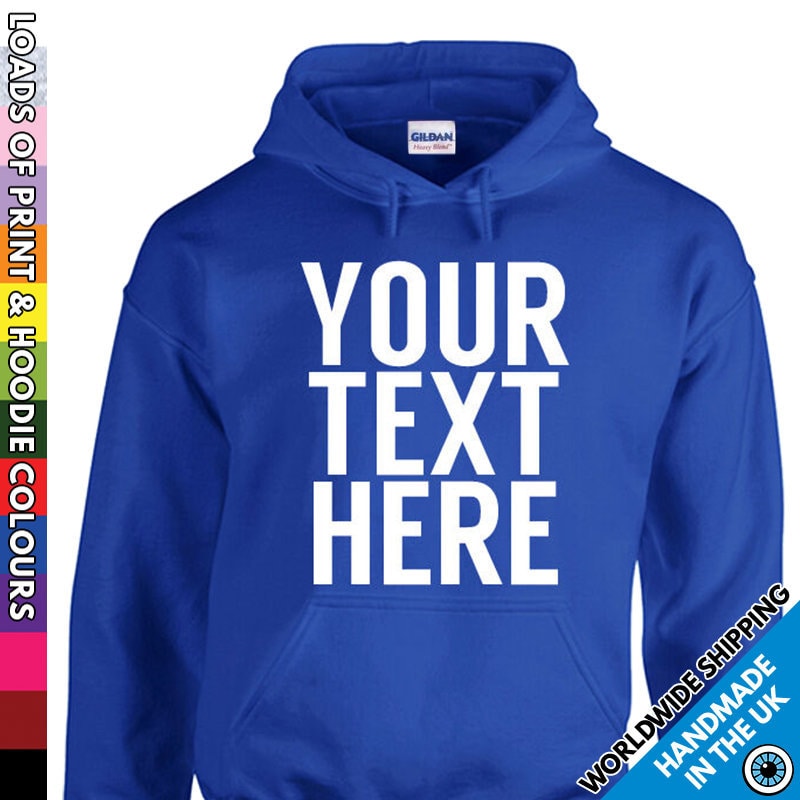 Adults Custom Printed Hoodie - Any Name Or Text Personalised Hen & Stag Hooded Top Personalized Business Gift Present Mens Ladies Hood