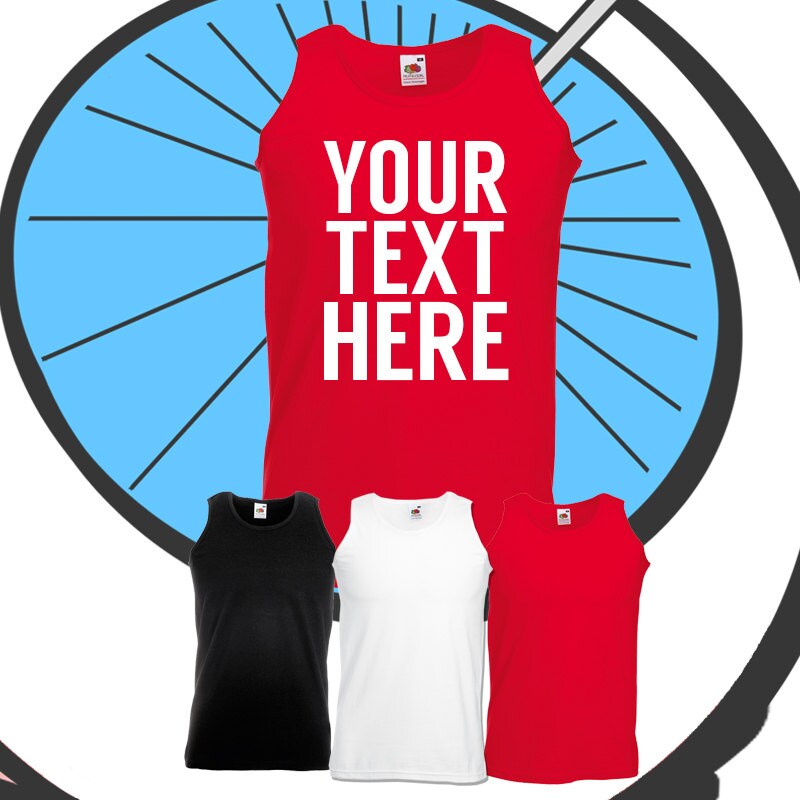 Image of Mens Custom Printed Vest - Any Name Or Text Personalised Tank Top Personalized Work Workout Gym Sport Stag Night Party Funny Gift Present