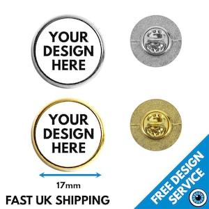 17mm Metal Lapel Pin Badges • Personalised Round Button Badge • Hen & Stag • Charity Wedding Club • Design Photo Text • Free Design Service