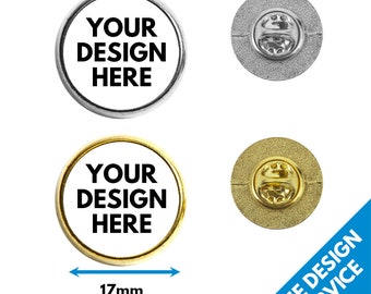 17mm Metal Lapel Pin Badges • Personalised Round Button Badge • Hen & Stag • Charity Wedding Club • Design Photo Text • Free Design Service