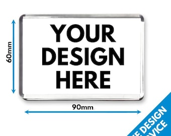 May include: A clear rectangular magnet with a white background and black text that says "YOUR DESIGN HERE". The magnet is 3.5 inches by 5.5 inches.