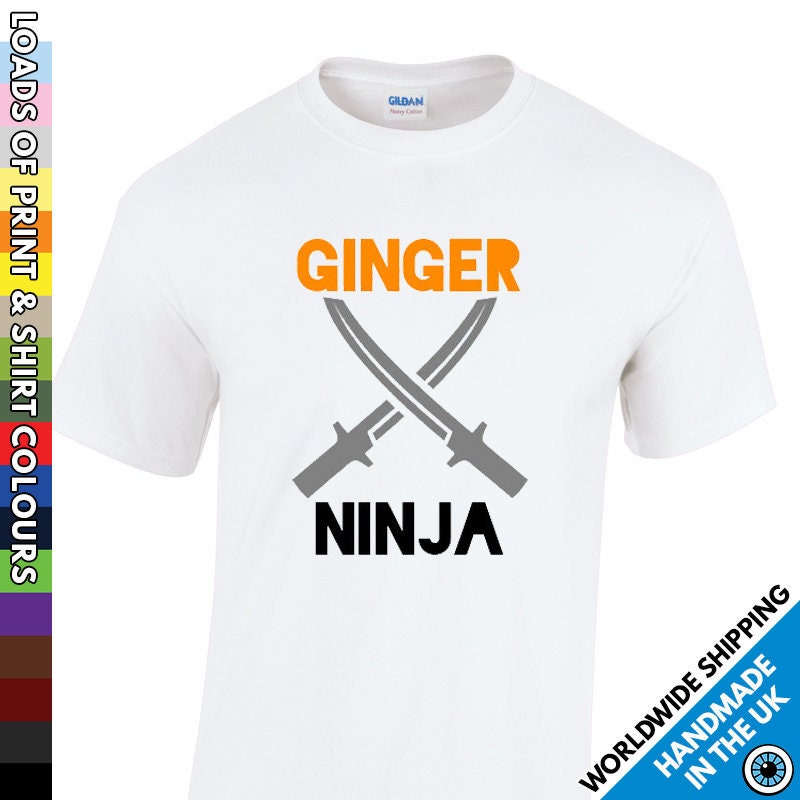 Image of Mens Ginger Ninja Funny T Shirt - Red Head Hair Tshirt Pride Proud Night Out Party T-Shirt Man Gift Present