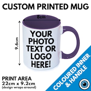 Custom Printed Premium Colour Inner & Handle Mug 11oz Personalised Image Photo Logo Birthday Gift Business Band Promotional Mugs image 3