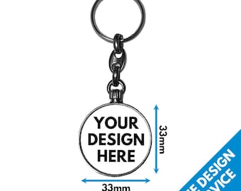 Custom 33mm Metal Round Key Ring Personalised Printed Image Photo Logo Gift - Double Sided Personalized Wedding Business Bespoke Keyrings