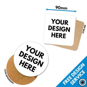 Custom Printed Coaster • Gloss Finish • Personalised Drinks Mats Coasters Photo