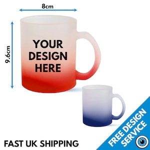 Custom Printed Frosted Colour Glass Mug - Personalised Text Photo Logo Birthday Gift Business Band Promotional Mugs Personalized Cup