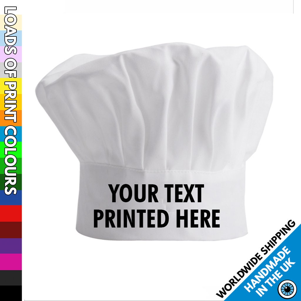 Custom Printed Chef Hat Text Only Kitchen Cap Custom Kiss Etsy UK