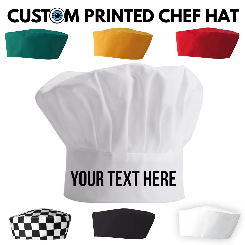 Custom Chefs Hat Any Text Skull Cap Personalised Cook Etsy