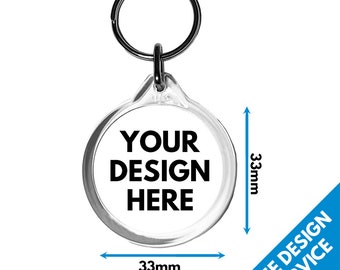 33mm Custom Printed Keyring Round • Key Ring Personalised Print Keyrings 33 mm