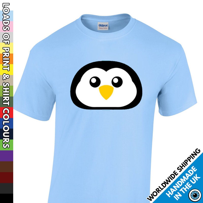 Image of Mens Funny Penguin Face T Shirt - Animal Lover Tshirt Christmas Xmas Winter Tee Party Night Out T-Shirt Man Gift Present