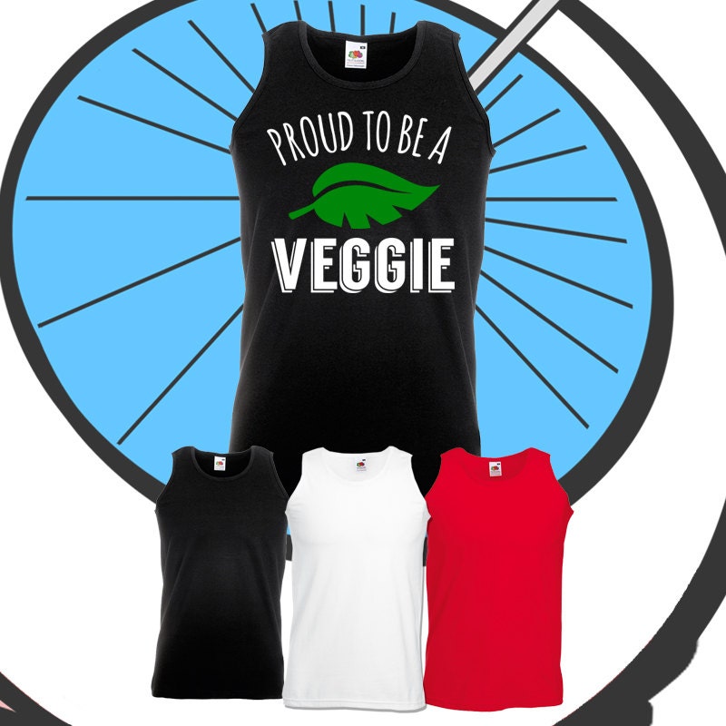 Image of Mens Proud To Be A Veggie Printed Vest - Tank Top Vegan Healthy Diet Lifestyle Vegetarian Summer Beach Gym Gift Present