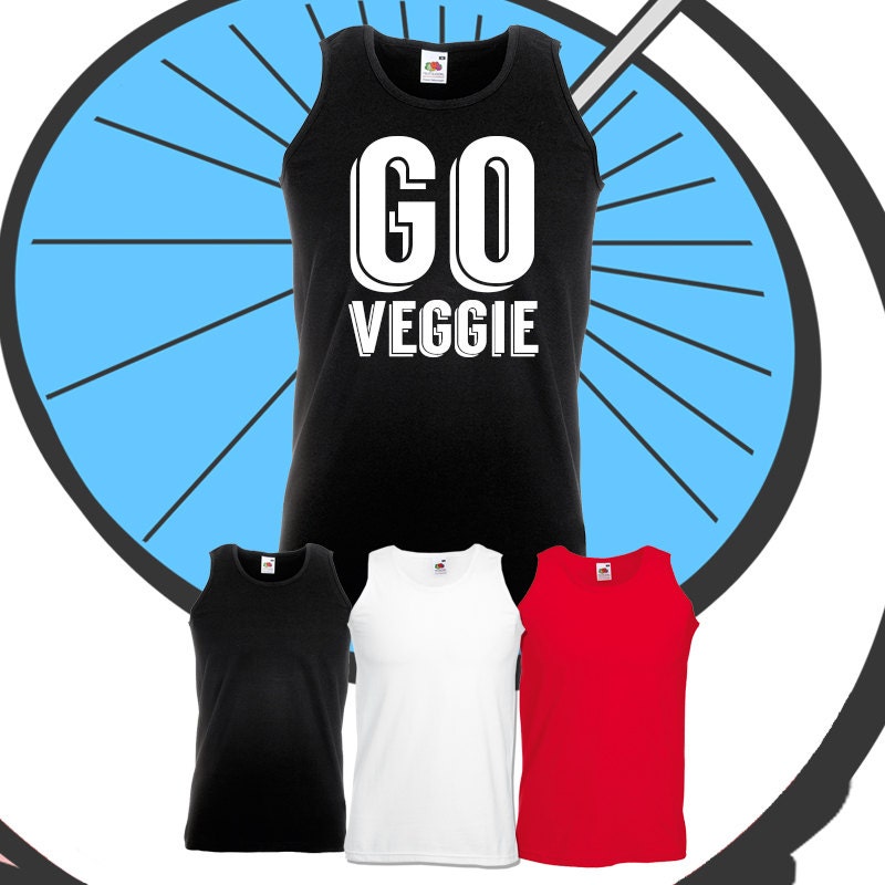 Image of Mens Go Veggie Printed Vest - Tank Top Vegan Healthy Diet Lifestyle Vegetarian Summer Beach Gym Gift Present