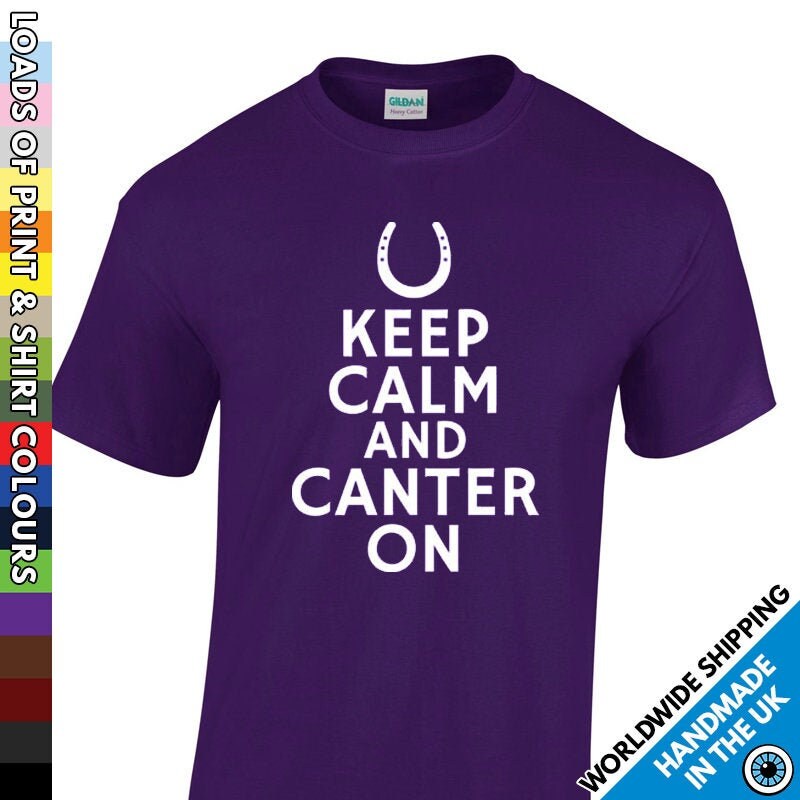 Image of Mens Keep Calm & Canter On T Shirt - Horse Lover Tshirt Funny Equestrian T-Shirt Jockey Gift Present Pony