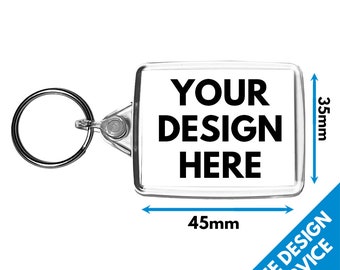 45 x 35mm Custom Printed Keyring • Key Ring Personalised Print Keyrings 45x35mm