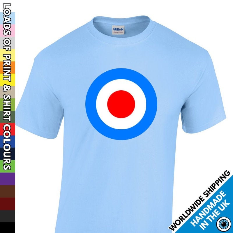 Image of Mens Mod Target T Shirt - 1960's Sixties Sub Culture Scooter Scene Tshirt Band Music Inspired Tee Party Night Out T-Shirt Man Gift