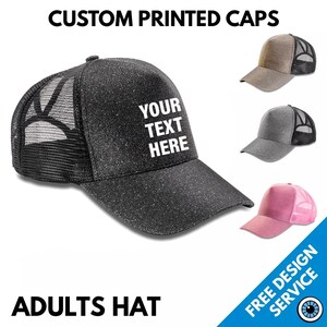 Custom Printed Text Adults Baseball Cap - Sports Hat - Your Text Slogan Quote - Personalised Personalized Gift Business Trainer Caps