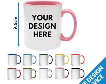 Custom Printed Premium Colour Inner & Handle Mug - 11oz - Personalised Image Photo Logo Birthday Gift Business Band Promotional Mugs