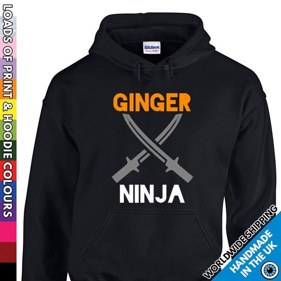 Adults Ginger Ninja Funny Hoodie Awesome Red Head Hair - Etsy