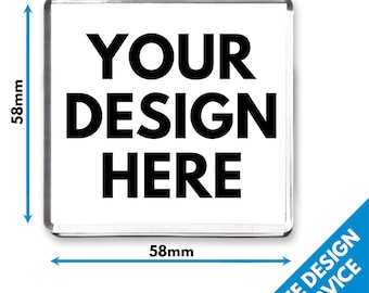 58mm Custom Printed Square Magnet • Personalised Fridge Magnets Medium Size