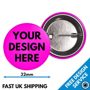 32 mm ネオンカスタムバッジ • パーソナライズされたプリントバッジ • ヘンスタッグプロモーション