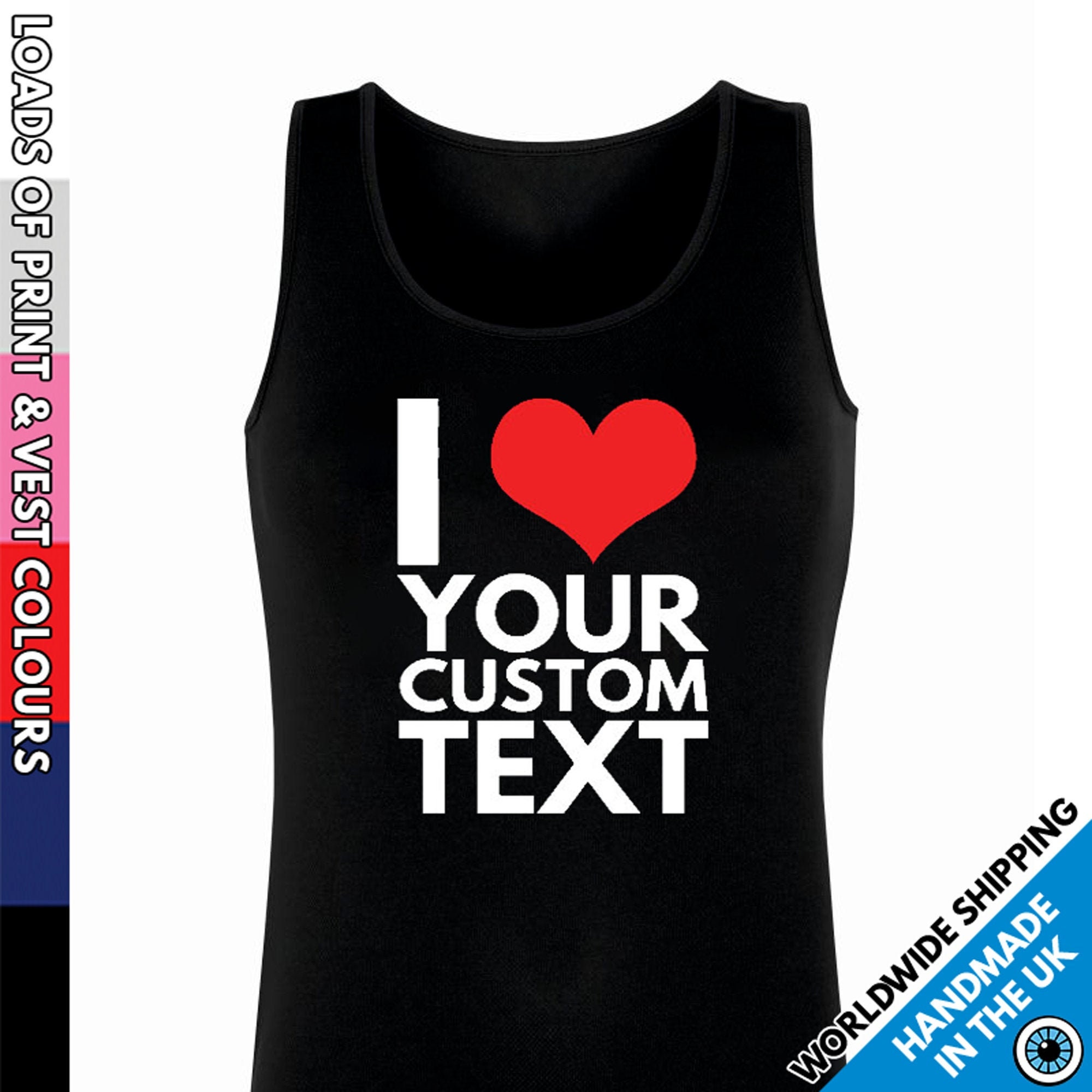 I Love Custom Text Vest I Heart Personalised - Etsy