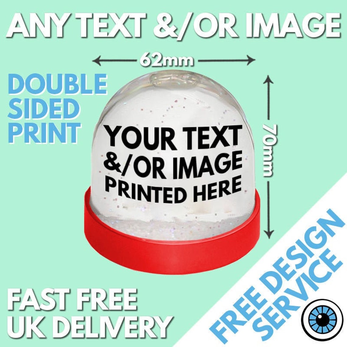 Custom Snow Globe Personalised Snowglobe Christmas Gift Etsy