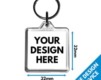 Porte-clés carré 32 mm imprimé personnalisé • Porte-clés Porte-clés imprimé personnalisé 32 mm