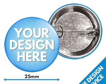 25mm Custom Badges • Personalised Button Badge • Hen & Stag Night • Charity Band Wedding Club • Design Photo Text • Free Design Service