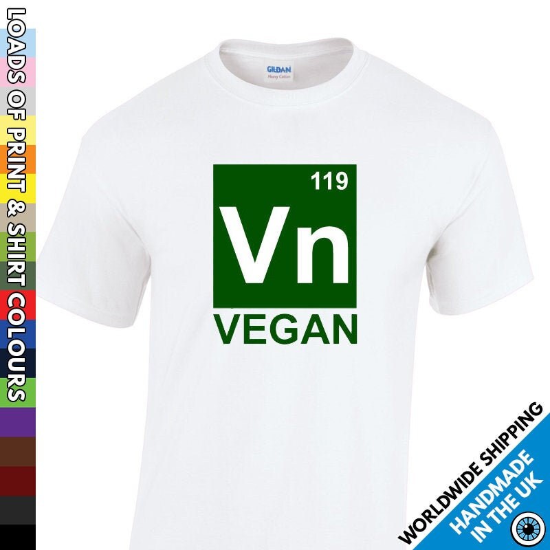 Image of Mens Vegan Vn Symbol T Shirt - Vegetarian Diet Tshirt Super Food Green Greens Healthy Lifestyle Party T-Shirt Man Gift Present