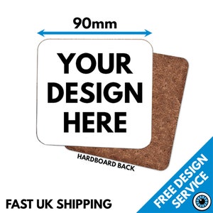 Custom Printed Coaster Gloss Finish Personalised Drinks Mats Coasters Photo Square