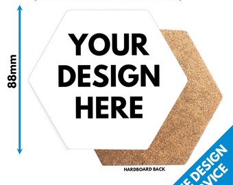 Custom Printed Coaster • Hexagon Gloss Finish • Personalised Drinks Mats Coasters Photo