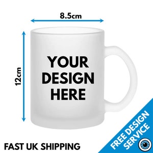 Custom Printed Frosted Glass Mug - Personalised Text Photo Logo Birthday Gift Business Band Promotional Mugs Personalized Cup