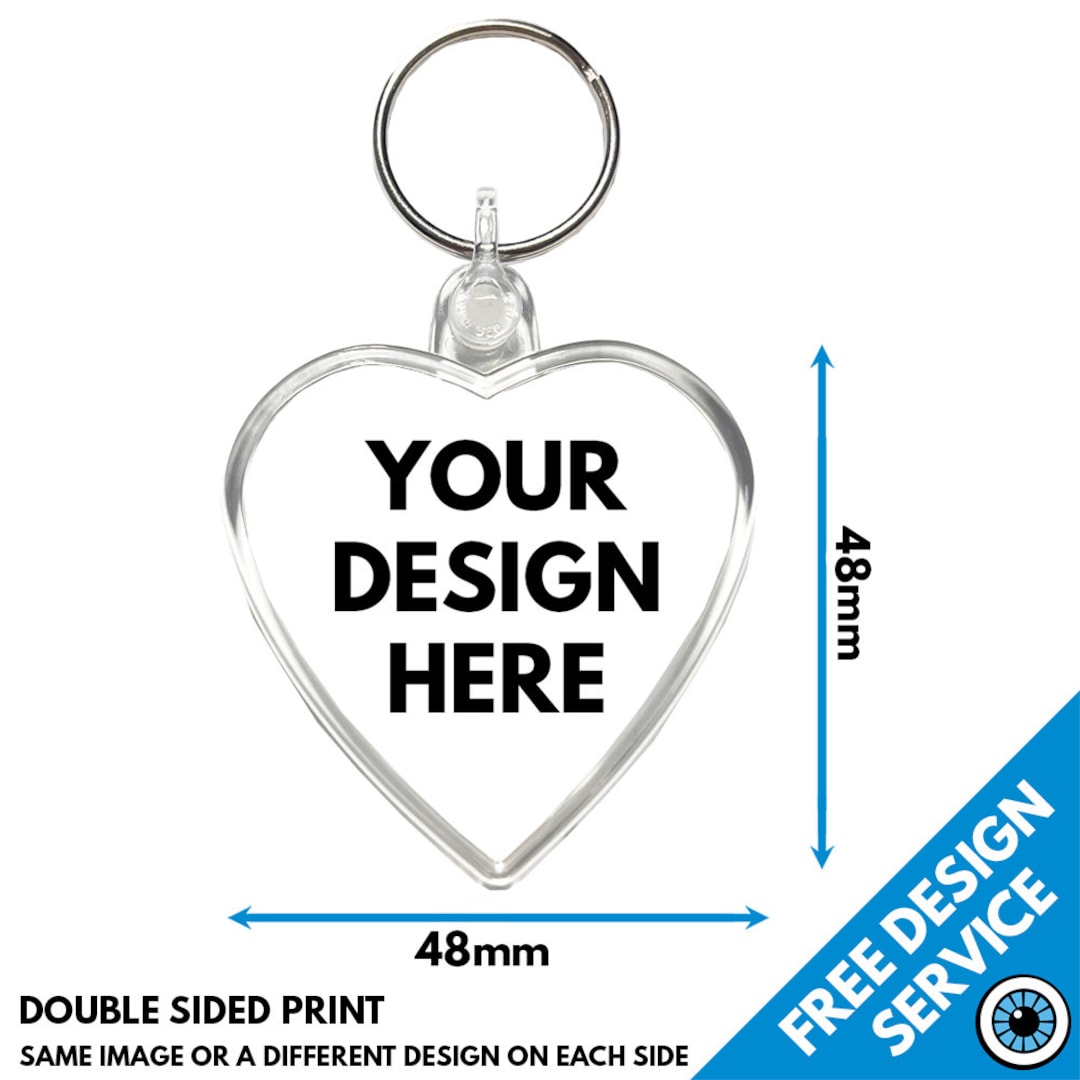 Heart Custom Printed Keyring • Key Ring Personalised Print Keyrings Big ...